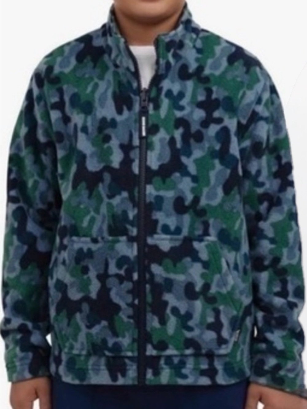 Eddie Bauer Kids M(10) Camo Fleece Full Zip Jacket Blue & Green